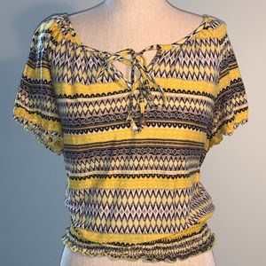 Tie Front Patterned Blouse